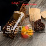  GPG4010-1 - Hũ Thủy Tinh Vuông Delisoga Borosilicate Storage Glass 825ml Nắp Gỗ | Thủy Tinh Cao Cấp 