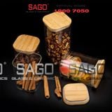  GPG4010-2 - Hũ Thủy Tinh Vuông Delisoga Borosilicate Storage Glass 1210ml Nắp Gỗ | Thủy Tinh Cao Cấp 