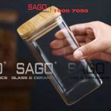  GPG4010-1 - Hũ Thủy Tinh Vuông Delisoga Borosilicate Storage Glass 825ml Nắp Gỗ | Thủy Tinh Cao Cấp 