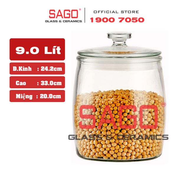  Chum Thủy Tinh Đựng Hạt , Đựng Gạo Nắp Thủy Tinh 9.0 Lít | Thủy Tinh Cao Cấp 