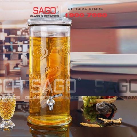  Bình Ngâm Rượu Trụ Rồng Nắp Thủy Tinh 25.0 Lít | Tùy Chọn Có hoặc không Vòi 