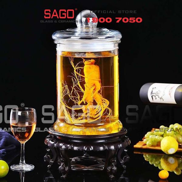  Bình Ngâm Rượu Trụ Trơn Nắp Thủy Tinh 3.0 Lít | Tùy Chọn Có hoặc không Vòi 