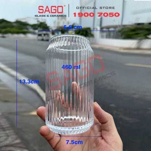  Deli JS5177B - Ly Thủy Tinh Sọc Deli Strip Can Glass 460ml | Thủy Tinh Cao Cấp 