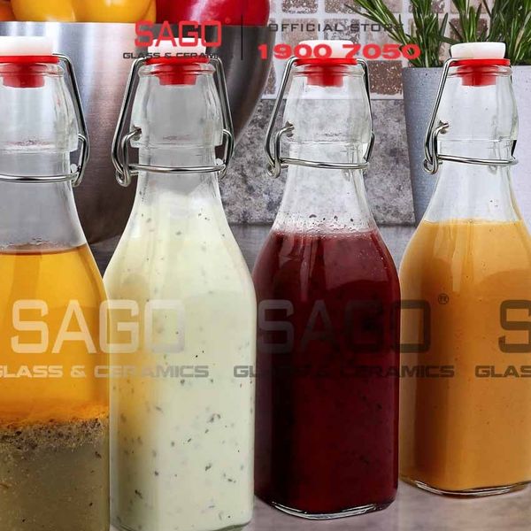 Chai Thủy Tinh Vuông Nắp Gài | Tùy Chọn Dung Tích 