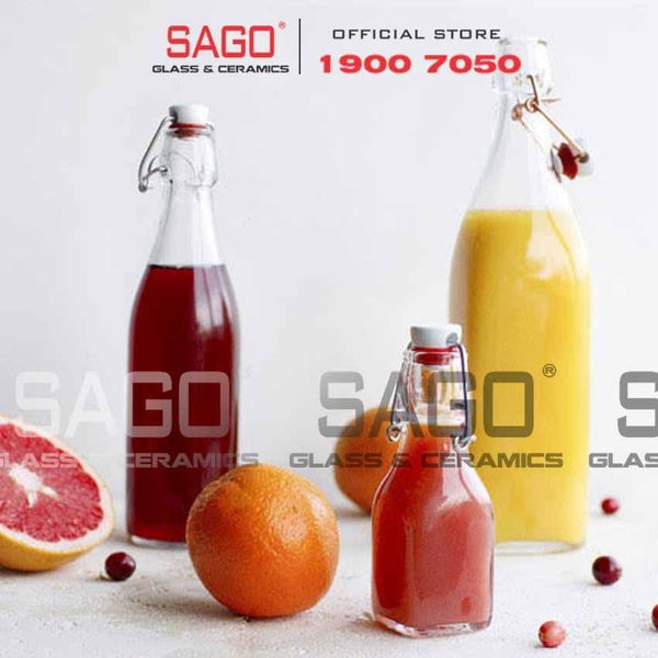  Chai Thủy Tinh Vuông Nắp Gài | Tùy Chọn Dung Tích 
