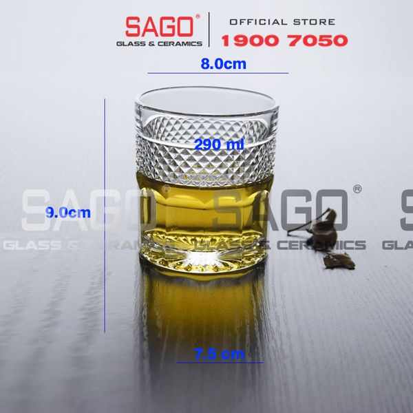  HONGLI 0610  - Ly Thủy Tinh Hongli Radiant Rock Glass 290ml | Thủy Tinh Cao Cấp 