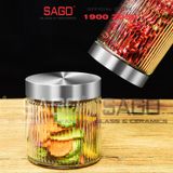  DELI HMFG60-1250B - Hũ Thủy Tinh Delisoga Striped Pillar Glass Jar 1250ml , Nắp Inox 304 | Thủy Tinh Cao Cấp 