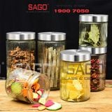 DELI HMFG60-2100B - Hũ Thủy Tinh Delisoga Striped Pillar Glass Jar 2100ml , Nắp Inox 304 | Thủy Tinh Cao Cấp 
