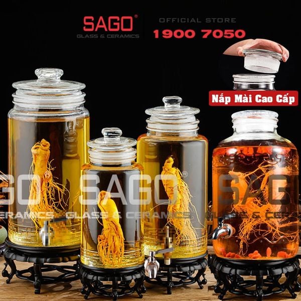  Bình Ngâm Rượu Trụ Nắp Mài 3.0 Lít | Tùy Chọn Có hoặc không Vòi 