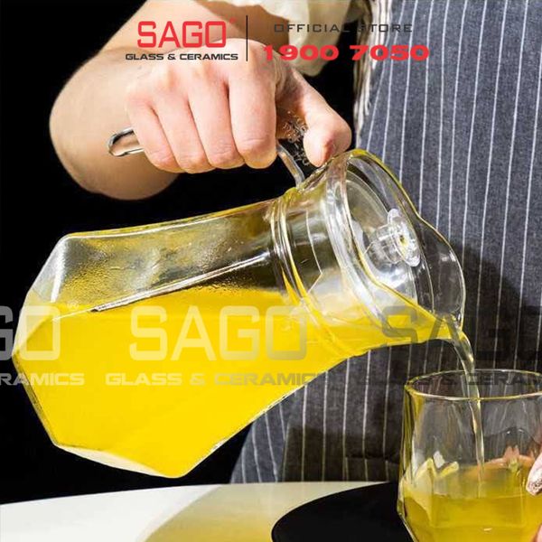  Deli EH1028/L7 - Bộ 06 Ly + Bình Nước Thủy Tinh Deli Pitcher 1300ml | Chặt Góc 