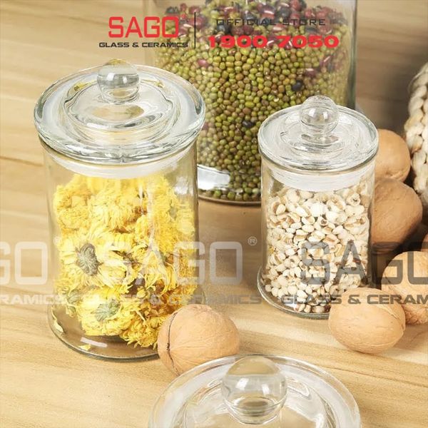  Hũ Thủy Tinh Tròn Trụ Nắp Thủy Tinh | Tùy Chọn Dung Tích 