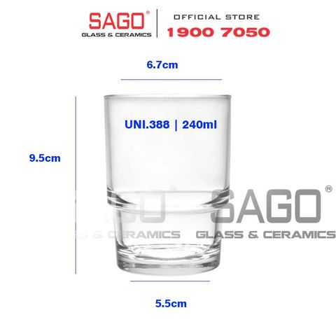  Union 388 - Ly Thủy Tinh Union Empilable Rock Glass 210ml | Thủy Tinh Cao Cấp Nhập Khẩu Thái Lan 