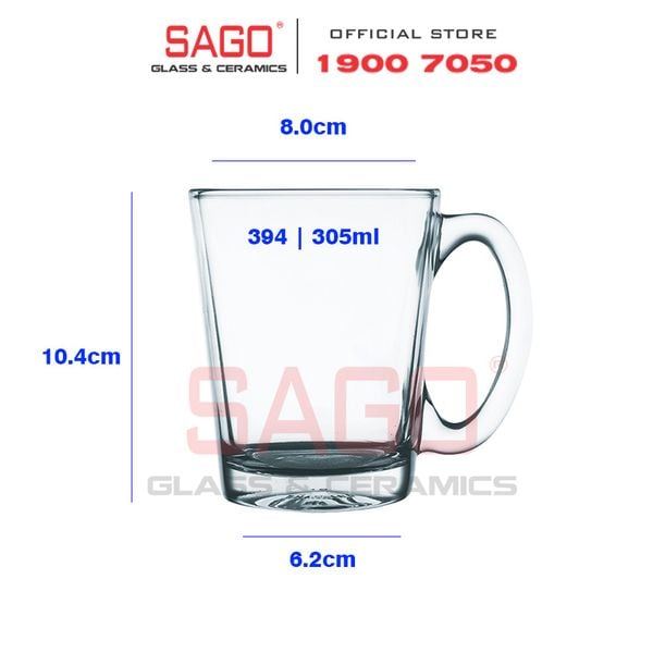  Union 394 - Ly Thủy Tinh Có Quai Union Nouveau Tea Cup Glass 295ml | Thủy Tinh Cao Cấp Nhập Khẩu Thái Lan 