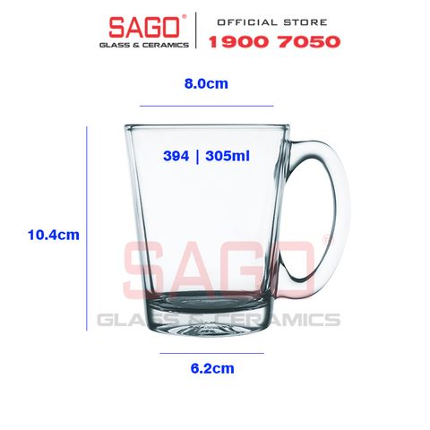  Union 394 - Ly Thủy Tinh Có Quai Union Nouveau Tea Cup Glass 295ml | Thủy Tinh Cao Cấp Nhập Khẩu Thái Lan 