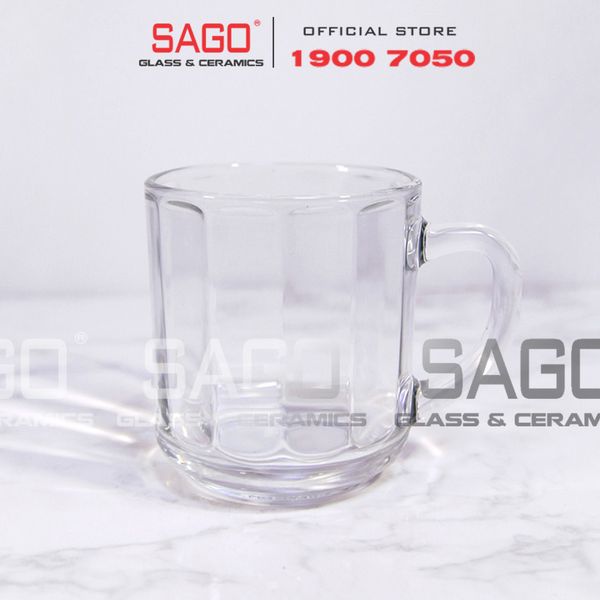  Union 345 - Ly Thủy Tinh Sọc Có Quai Union Tea Cup Stripes Glass 295ml | Thủy Tinh Cao Cấp Nhập Khẩu Thái Lan 