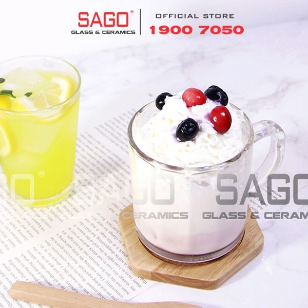  Union 345 - Ly Thủy Tinh Sọc Có Quai Union Tea Cup Stripes Glass 295ml | Thủy Tinh Cao Cấp Nhập Khẩu Thái Lan 