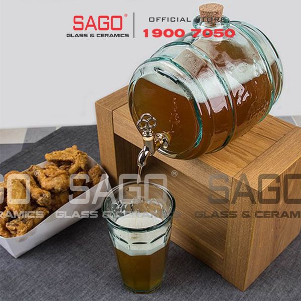  VSM V5103 - Bình Thủy Tinh Tái Chế Vidrios San Miguel BARRIL RACIMOS 2000ml | Nhập Khẩu Tây Ban Nha 