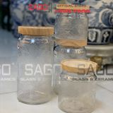  DELI HMF-G26 - Hũ Thủy Tinh Delisoga Vintage Wooden Lid Jar Glass Nắp Gỗ | Tùy Chọn Dung Tích Và Họa Tiết 