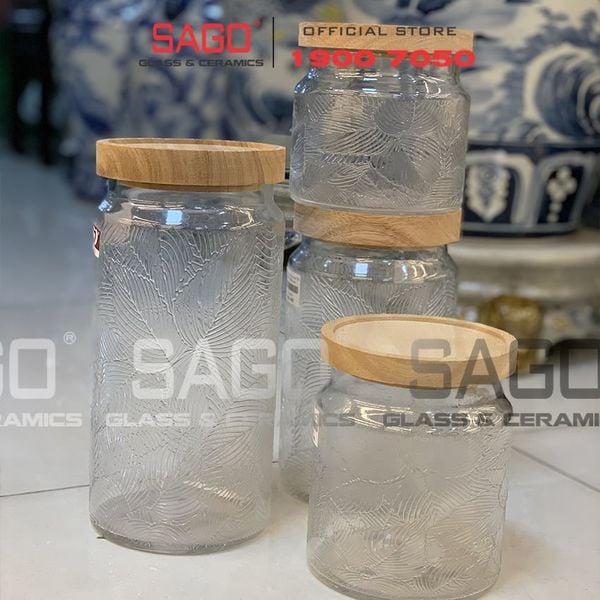  DELI HMF-G26 - Hũ Thủy Tinh Delisoga Vintage Wooden Lid Jar Glass Nắp Gỗ | Tùy Chọn Dung Tích Và Họa Tiết 