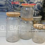  DELI HMF-G26 - Hũ Thủy Tinh Delisoga Vintage Wooden Lid Jar Glass Nắp Gỗ | Tùy Chọn Dung Tích Và Họa Tiết 