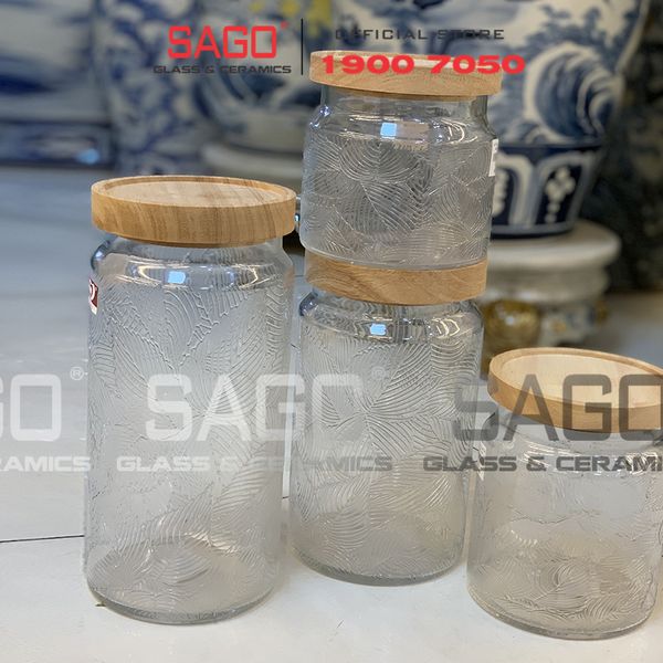 DELI HMF-G26 - Hũ Thủy Tinh Delisoga Vintage Wooden Lid Jar Glass Nắp Gỗ | Tùy Chọn Dung Tích Và Họa Tiết 