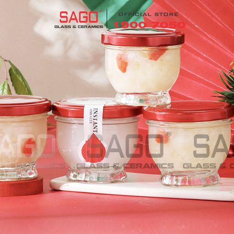  Hũ Thủy Tinh Sen Lùn Đựng Yến Nắp Thiết  | Tùy Chọn Dung Tích 