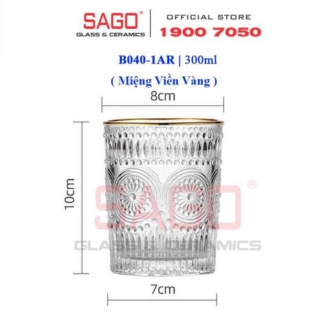  Deli DSKB040-1AR - Ly Thủy Tinh Deli Whisky Vintage Rock Glass Gold Rim 300ml | Thủy Tinh Cao Cấp 