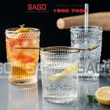  Deli DSKB040-1AR - Ly Thủy Tinh Deli Whisky Vintage Rock Glass Gold Rim 300ml | Thủy Tinh Cao Cấp 