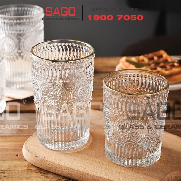  Deli DSKB040-2AR - Ly Thủy Tinh Deli Whisky High Ball Gold Rim 350ml | Thủy Tinh Cao Cấp 