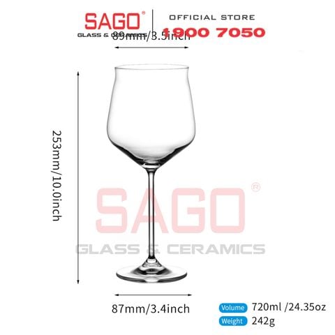  IDELITA 93BG72 - Ly thủy tinh Pha Lê IDELITA Victorian Bordeaux wine Crystal glasses 720ml | Thủy Tinh Pha Lê Cao cấp 