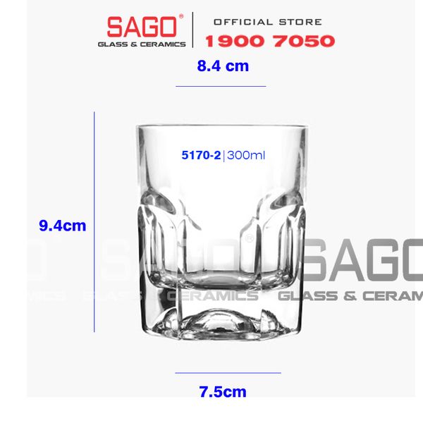  Deli Y5170-2 - Ly Thủy Tinh Deli Trà Đá Centra Rocks 300ml | Thủy Tinh Cao Cấp 