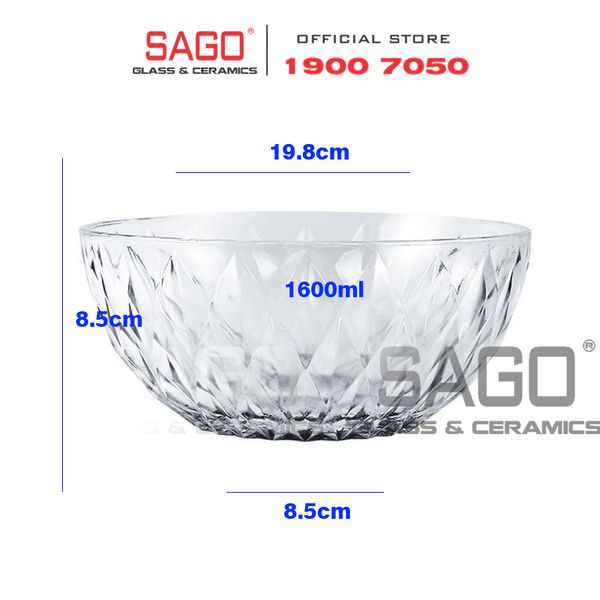  Union 318 -  Tô Thủy Tinh Union Assurance Bowl Đường kính 8" | Thủy Tinh Cao Cấp Nhập Khẩu Thái Lan 