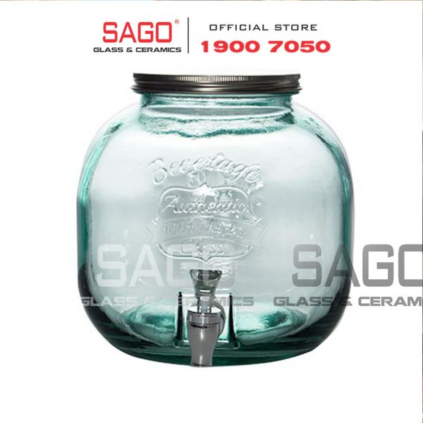  VSM V5296G20 - Bình Nước Thủy Tinh Tái Chế Vidrios San Miguel BEVERAGE AUTHENTIC 6.0 Lít | Nhập Khẩu Tây Ban Nha 