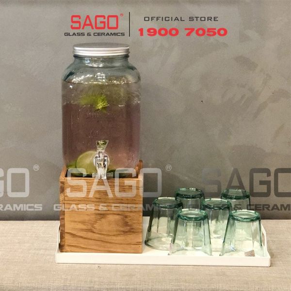  VSM V5968G20 - Bình Nước Thủy Tinh Tái Chế Vidrios San Miguel BEVERAGE AUTHENTIC EST.1896 4.0L | Nhập Khẩu Tây Ban Nha 
