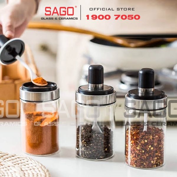  Hũ Thủy Tinh Gia Vị Có Thìa 250ml Viền Inox Cao Cấp | Thủy Tinh Cao cấp 