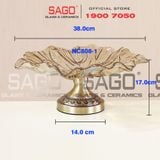  ELEGANT NC-308-1 - Dĩa Thủy Tinh Hoa Tulip Chân Đồng Elegant Đường Kính 38.0cm | Thủy Tinh Màu Cao Cấp 