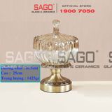  ELEGANT NC-3312JN - Dĩa Thủy Tinh Tiệp Chân Đồng Sọc Bầu Elegant Đường Kính 16.5cm | Thủy Tinh Màu Cao Cấp 
