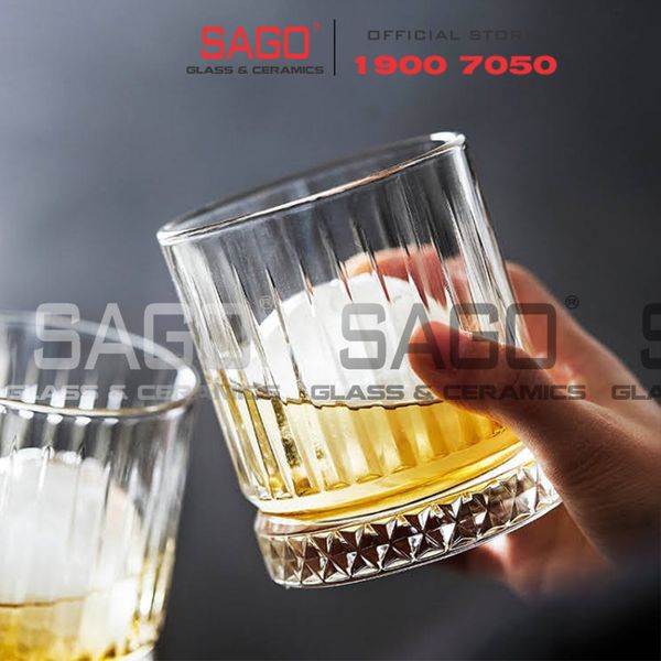  HONGLI 8412J  - Ly Thủy Tinh Hongli Elysia Rock Glass 360ml | Thủy Tinh Cao Cấp 