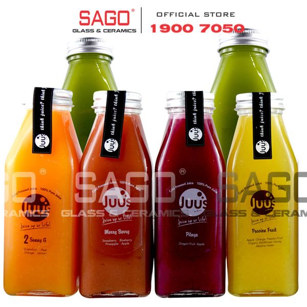  Chai Thủy tinh vuông 350ml Cao Cấp | Tùy chọn Loại nắp 