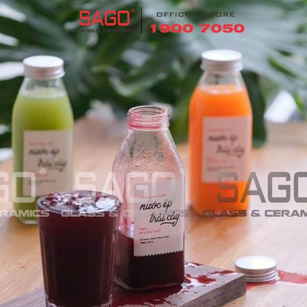  Chai Thủy tinh vuông 350ml Cao Cấp | Tùy chọn Loại nắp 