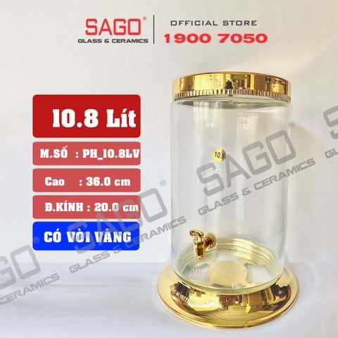  PH 10.8 - Binh Sâm Trụ Phú Hòa 10.8 Lít | Bình Sâm Cao Cấp Việt Nam 