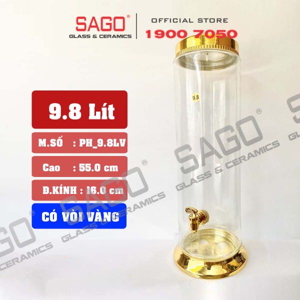  PH 9.8 - Binh Sâm Trụ Phú Hòa 9.8 Lít | Bình Sâm Cao Cấp Việt Nam 