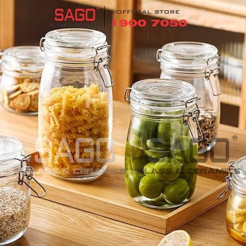  Hũ Thủy Tinh Bầu Cao Cấp Nắp Gài Gọng Thép | Tùy Chọn Dung Tích 
