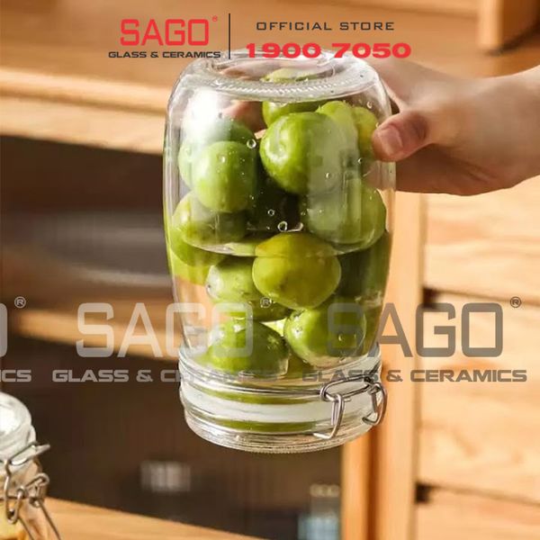  Hũ Thủy Tinh Bầu Cao Cấp Nắp Gài Gọng Thép | Tùy Chọn Dung Tích 