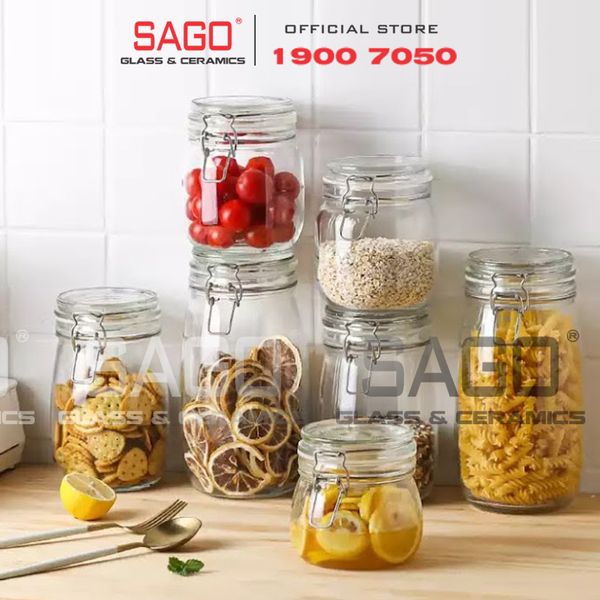  Hũ Thủy Tinh Bầu Cao Cấp Nắp Gài Gọng Thép | Tùy Chọn Dung Tích 