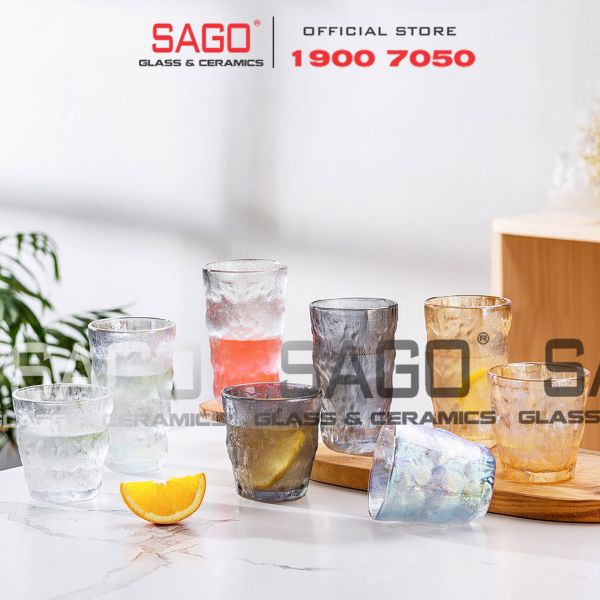 Deli KB047-1HA - Ly Thủy Tinh Deli Soda Lime Amber Rock Glass 260ml | Thủy Tinh Cao Cấp 
