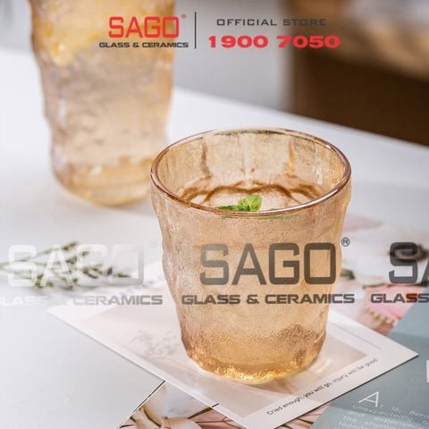  Deli KB047-1HA - Ly Thủy Tinh Deli Soda Lime Amber Rock Glass 260ml | Thủy Tinh Cao Cấp 