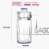  Deli E002H1 - Bình Nước Thủy Tinh Deli Pitcher Glass 1850ml | Thân Xoáy 
