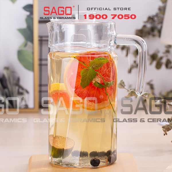  Deli E002H1 - Bình Nước Thủy Tinh Deli Pitcher Glass 1850ml | Thân Xoáy 