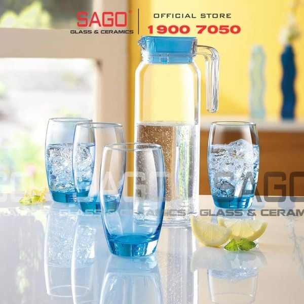  Luminarc J1799 - Bộ Bình Thủy Tinh Luminarc Rotterdam Ice Blue 1.1 lít (5 món) | Thủy Tinh Cao Cấp 